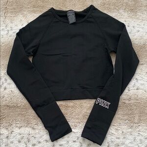 PINK Victoria's Secret Women's Black Long Sleeve Crop Top